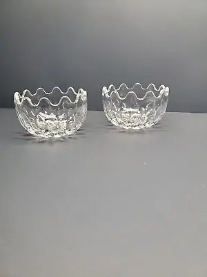 Vtg Set Of 2 Clear Pressed Glass Candy Nut Bowl Trinket Dish W/ Scalloped Edges  • $19.99