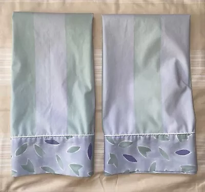 Vintage Marimekko Pillowcases Percale USA Revman Product Light Blue Green Stripe • $24