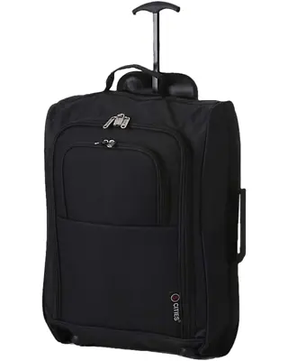 Cabin Suitcase Travel 5 Cities Lightweight With Wheels Case Black • £17.99