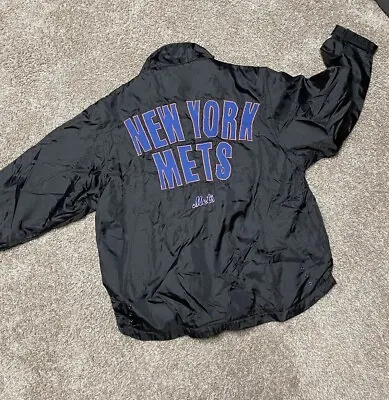 Authentic Majestic Satin MLB Team Jacket M NEW YORK METS Black • $69.39