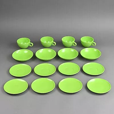 16 Piece Melamine Dishes - Bowls Plates Cups - MCM Lime Chartreuse Green Melmac • $24.95