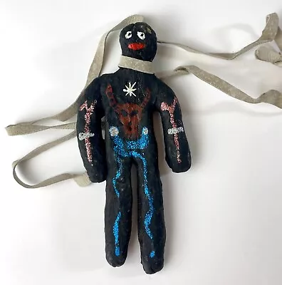 Voodoo Doll Necklace Painted Clay And Leather • $17