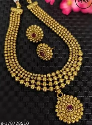 Indian 22k Gold Plated Wedding Necklace Earring Choker Fashion Kundan Jewelry • £20.58