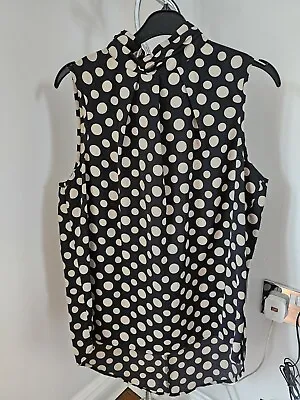 Next Topsize 14 Sleevelesshigh Neckback Zip Polka Dot • £9.99