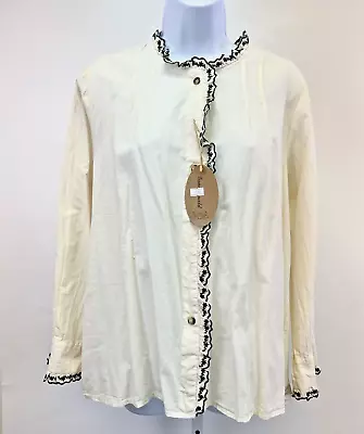 Women’s Mori Embroiered Ruffle Cotton Vintage Style Shirt Blouse  US OS • $22.90