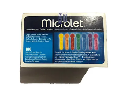 Microlet Coloured Lancets X100 Diabetes Test Silicone Coated Colour Coded Lancet • £8