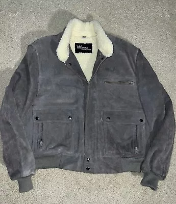 Vintage Wilson Suede And Leather Jacket Sherpa Lined Grey • $65