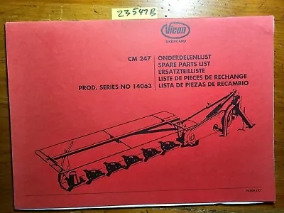 $20 • Buy Vicon Greenland CM247 Series 14063 Disc Mower Parts Manual 70.009.177