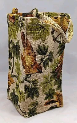 Margaret Smith Vintage Birds & Branches Printed On Burlap Fabric Tote Wine Bag • $19.97