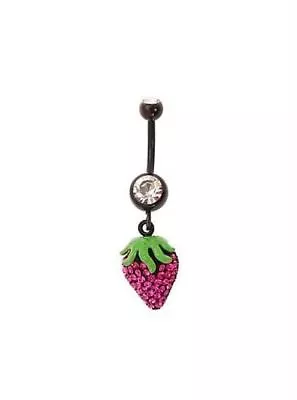 Strawberry Body Jewelry Surgical Stainless Steel Curved Navel Barbell Belly Ring • $8.88