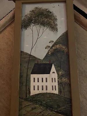 Large Warren Kimble Print House On A Hill Primitive Folk Art Framed Vintage 90’ • $17.40