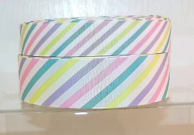 £1.70 • Buy Pastel Stripe Printed Grosgrain Ribbon 25mm/38mm Wide 1m, 2m Or 5m Lengths