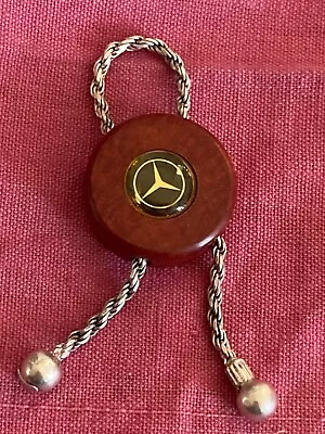 RARE VINTAGE NEW STERLING SILVER MERCEDES - BENZ KEYCHAIN: Stunning Wood 1980's • $444.99