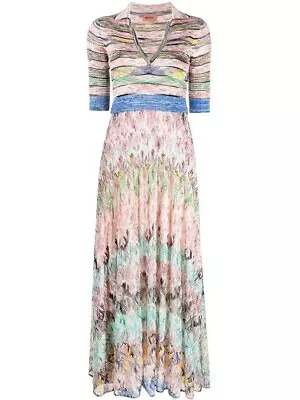 $2784 Missoni Dress Stripe Knit Maxi Orange Label Black Blue Pink Green 40 4 6 8 • $985