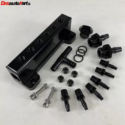 $21.99 • Buy Black 1/8NPT 6 Port Vacuum Manifold Kit Fit Turbo Boost Intake Manifold EMUSA