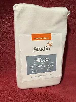 Studio 3B 100% Tencel Modal Jersey Knit 2 Standard Pillowcases Bright White • $29.99