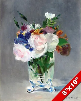 Flowers In A Crystal Vase Painting Art Real Canvas Giclee print Edouard Manet • $14.99