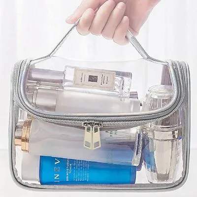 Clear Wash Makeup Bag Travel Cosmetic Transparent PVC Toiletry Pouch Organizer • $8.99