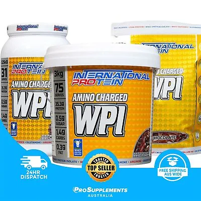 INTERNATIONAL PROTEIN Amino Charged WPI Whey Protein Isolate 3 Size 7 Flavours • $79.90