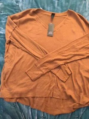 $3.37 • Buy Women's Long Sleeve V Neck Cozy Soft Rib T Shirt Wild Fable Brown Size Medium