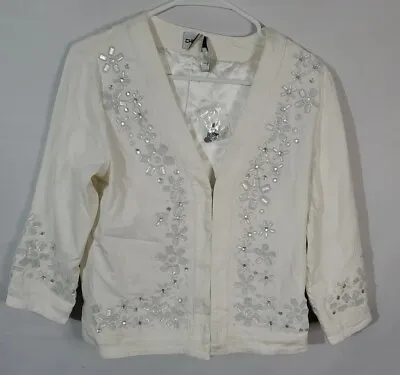 CHICO'S Blazer Women's Size 0/Small Jacket Embellished Hook Eye Closure • $28.50