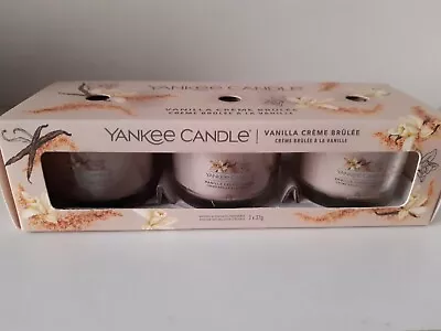 Yankee Candle Glass Filled Votives Gift Set Vanilla Creme Brulee • £7