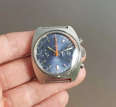 NOS 1970’s Vintage Lanco Steel Chronograph Valjoux 7733 • $1390