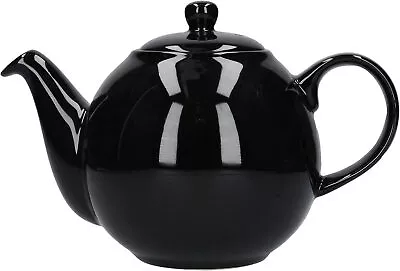 London Pottery 32185 Globe Teapot With Strainer Ceramic Gloss Black 4 Cup Ca • £32.96