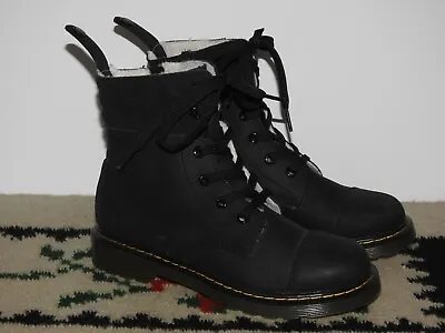 DR.MARTENS AIMILITA Women's Ankle Boots Black Leather Size 5 Lace Up Side Zip  • $59.99