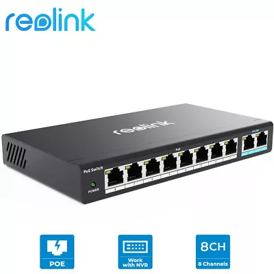 Reolink PoE Switch 2 Gigabit 8 Port 120W For All PoE Ports Desktop/Rack Mount • $109.99