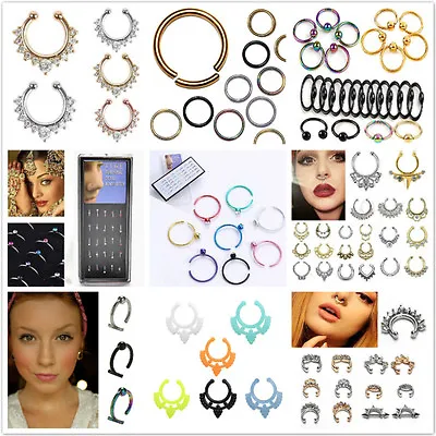 $0.98 • Buy Fake Septum Clicker Unisex Nose Ring Non Piercing Hanger Clip On JewelrU~JJ