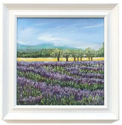 Lavender Fields Painting Floral Art French Landscape Framed Signed Andi J Lucas • £315