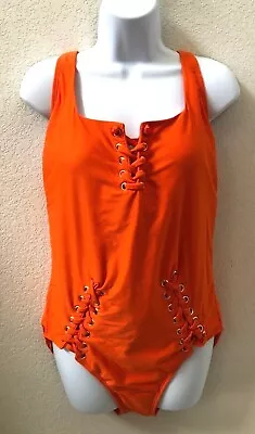 SwimsuitsForAll Gabifresh ~ 1 Piece Lace Up Orange Swimsuit ~ Sz 18 D/DD ~ NWT • $32.95