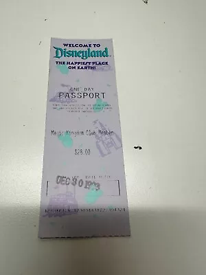 Disneyland 1993 One Day Passport Tickets Used~Stub For Magic Kingdom • $5