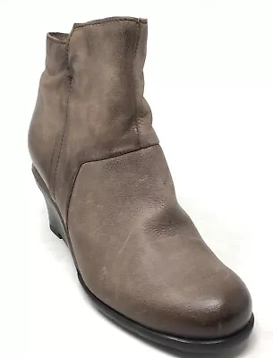 Miz Mooz Women's Size 7 /37 Brown Taupe Leather Wedgie Inner Zip Booties Shoes • $65