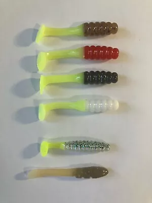 Crappie Paddle Tail Grubs 2  1-3/4  1-3/4  Straight Tail 107pcs 6 Colors • $15