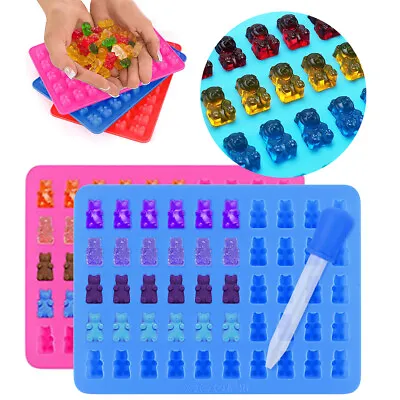 £3.29 • Buy Silicone Bear 50 Grids Chocolate Gummy Candy Jelly Mould Cookies Mold + Dropper