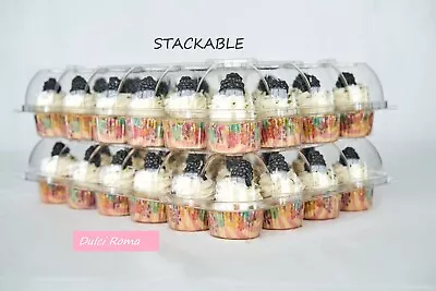 Cupcake Containers Stackable 24 Compartment -10 Pack Cupcake Box Carrier Holder • $21.99