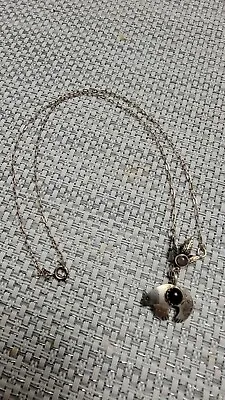 W. Platero Navajo Fetish Bear Inlaid Black Onyx & Smoky Quartz Ladies Chain Pend • $208