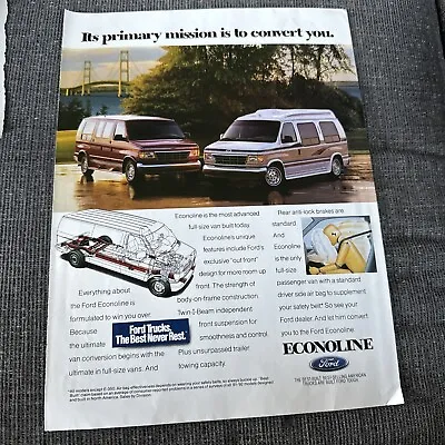 1993 Ford Econoline Conversion Van Ad E-series Advertisement • $3.55
