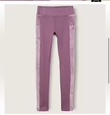 NWT Victoria's Secret PINK Cozy Velour Side Panel High Waisted Leggings Purple M • $27.99