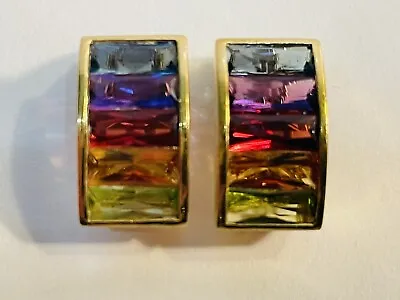 H. Stern Rainbow Multicolor Gemstone Earrings 18k Yellow Gold • $1590