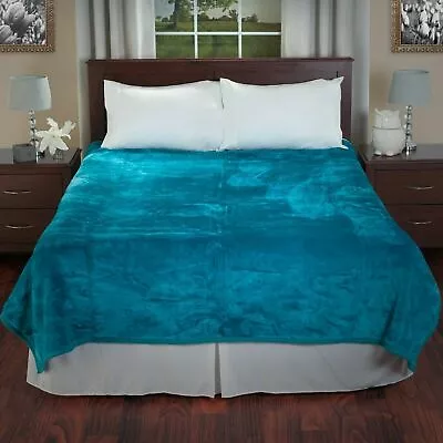 Super Soft And Fuzzy Plush Mink Blanket Aqua Blue 7.5 Pounds 81 X 91 In • $49.99
