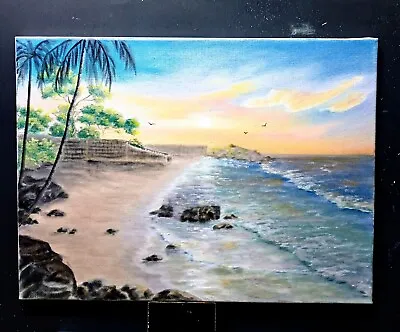 Art 12 /16  Monterey  CA. Original Oil Painting Sunset. Stretched Canvas.  • $47