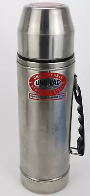 Vintage UNO_VAC Thermos Unbreakable Stainless Steel 1QT Insulated Vacuum Bottle • $14.99