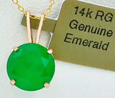 £6.28 • Buy GENUINE 3.73 Cts EMERALD PENDANT 14K ROSE GOLD - Free Appraisal Service - NWT