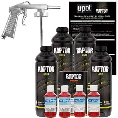 U-POL Raptor Hot Rod Red Urethane Spray-On Truck Bed Liner W/Free Spray Gun 4 L • $192.49