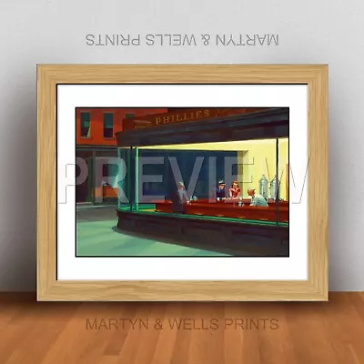 Edward Hopper Print: The Nighthawks. A4 Textured Canvas Paper. Framed / Unframed • £5.63