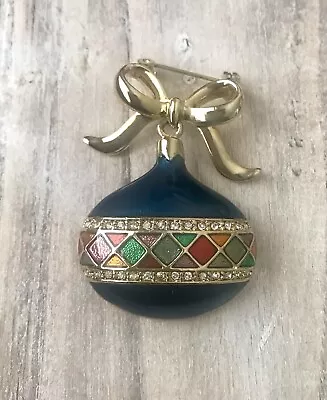 Vintage Monet Blue Christmas Bulb Brooch • $10