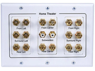 $34.94 • Buy 7.1 8.2 Binding Post RCA Speaker Wire Wall Plate Banana Plug Home Theater (New)